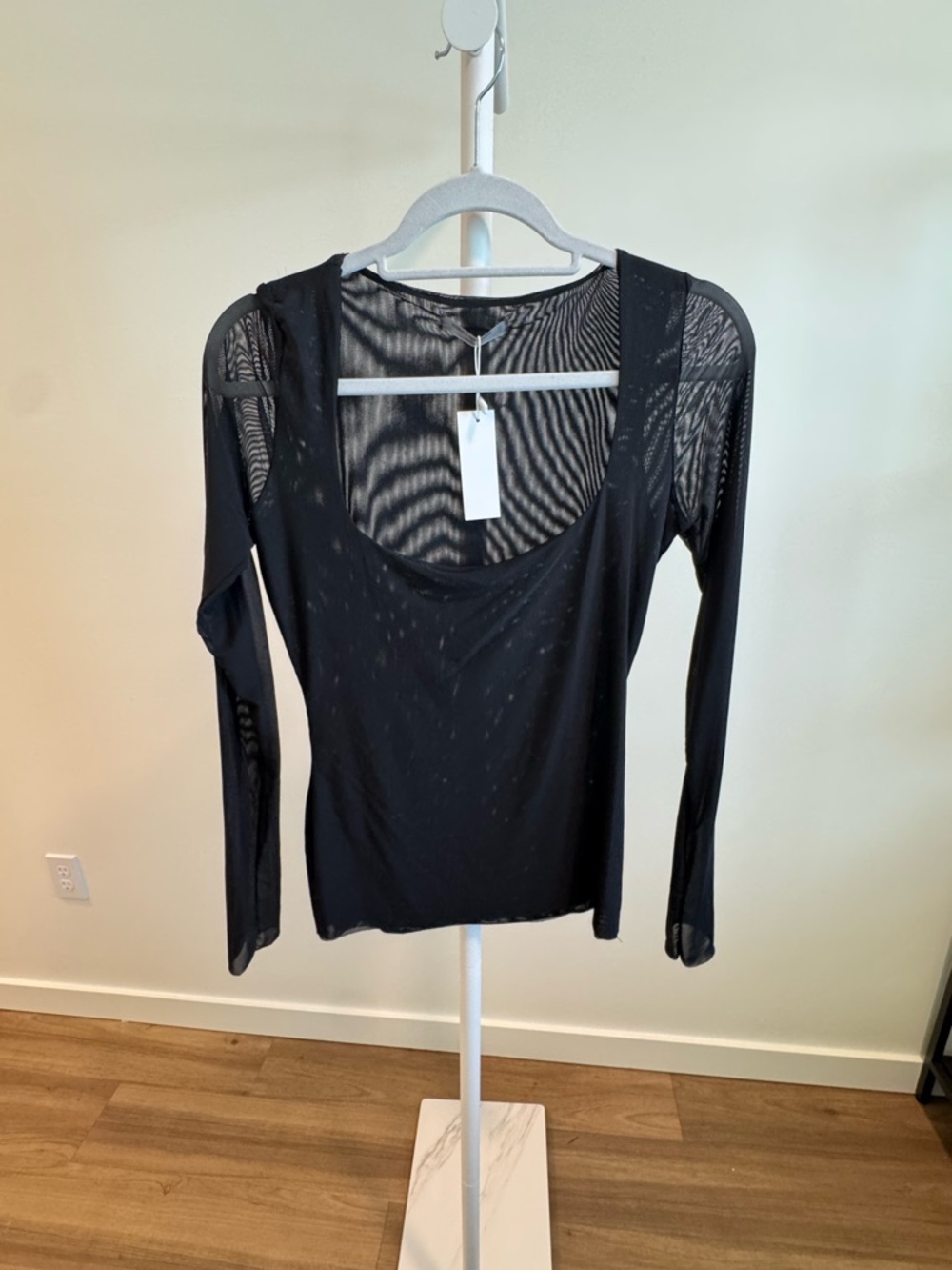 naked wardrobe Black Sheer Mesh Top with Tag Womens size XL